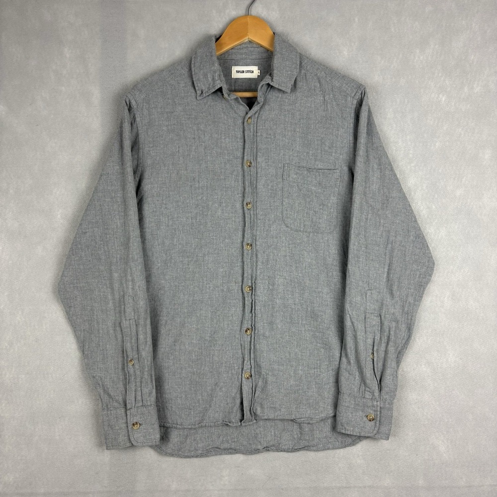 Taylor Stitch The Jack Shirt Men’s 40 Medium Gray Brushed Cotton Button Down